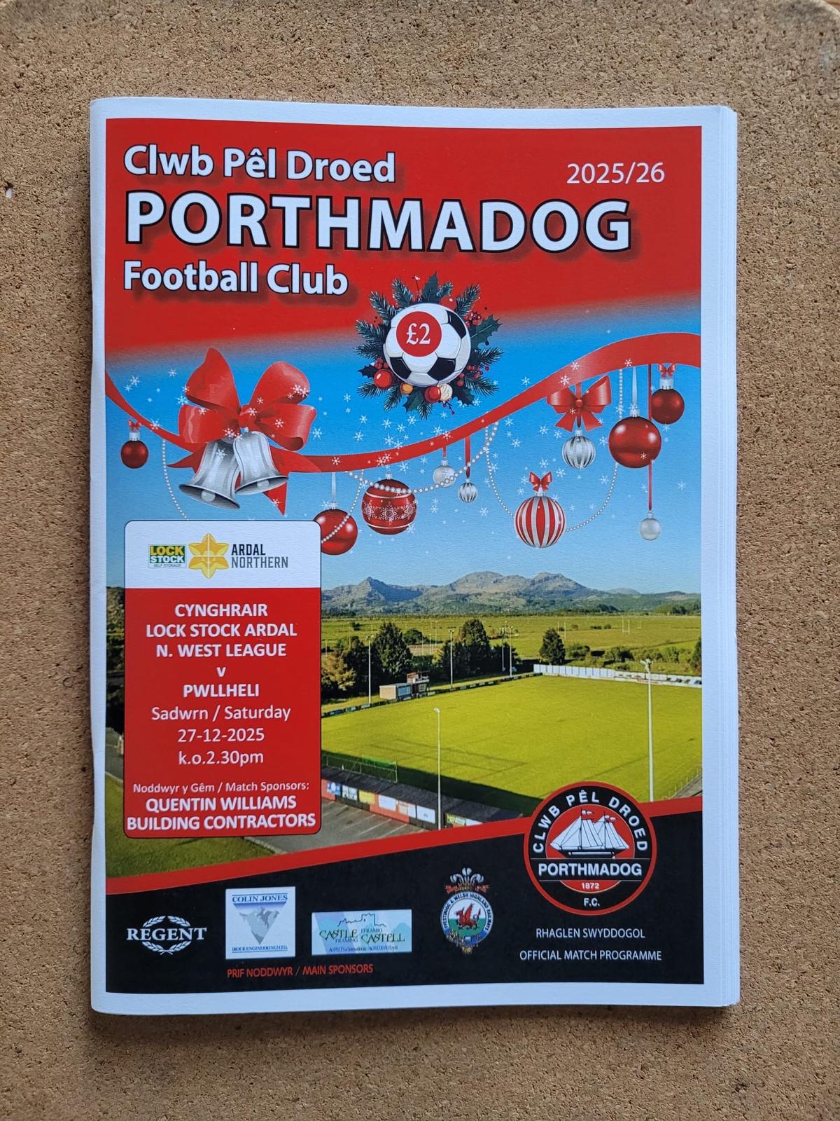Porthmadog FC vs Pwllheli Match Programme